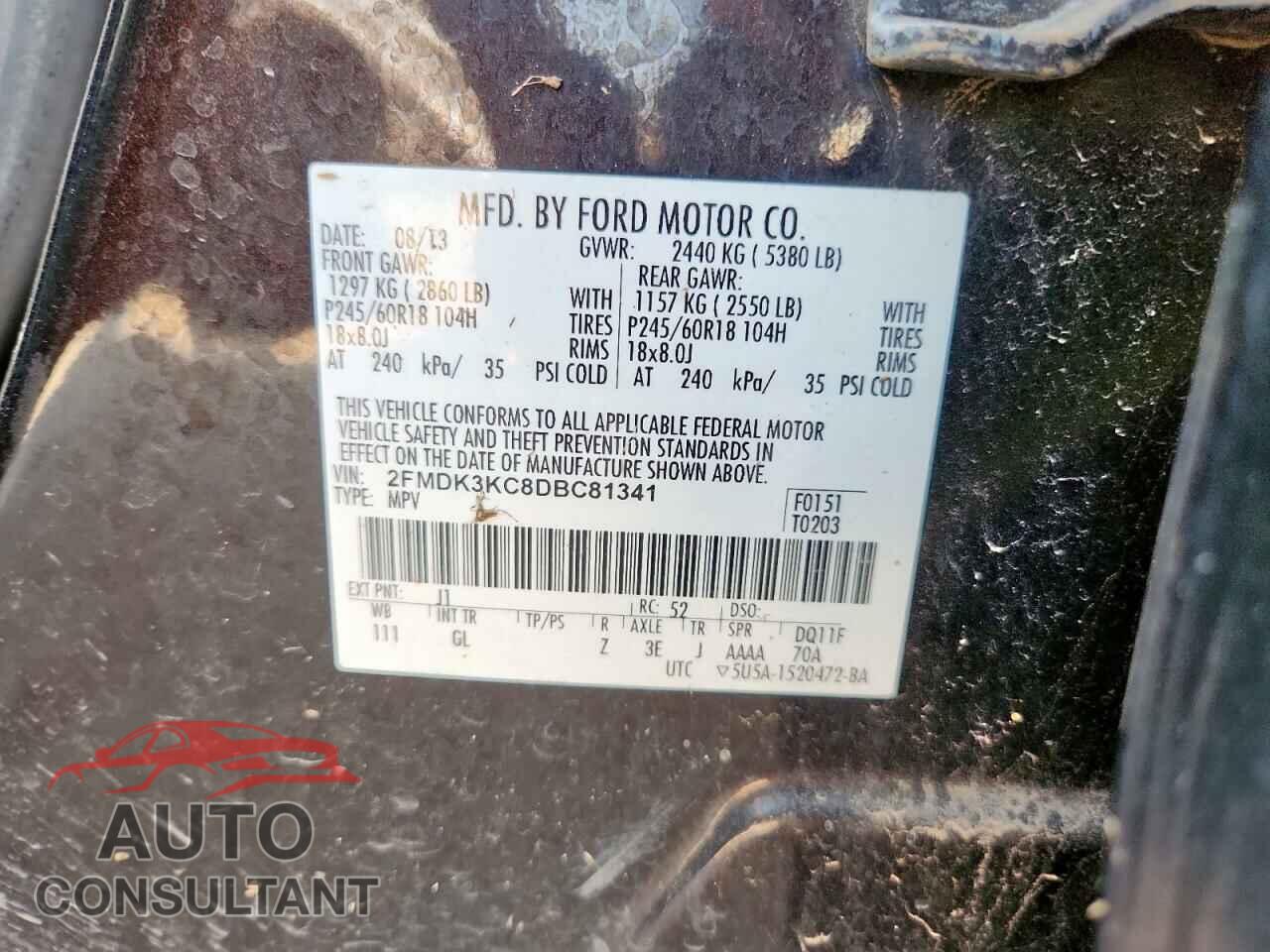 FORD EDGE 2013 - 2FMDK3KC8DBC81341