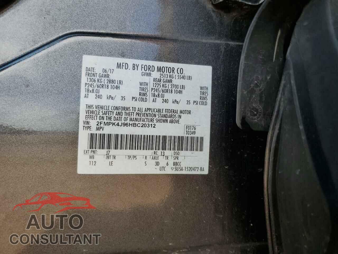 FORD EDGE 2017 - 2FMPK4J96HBC20312