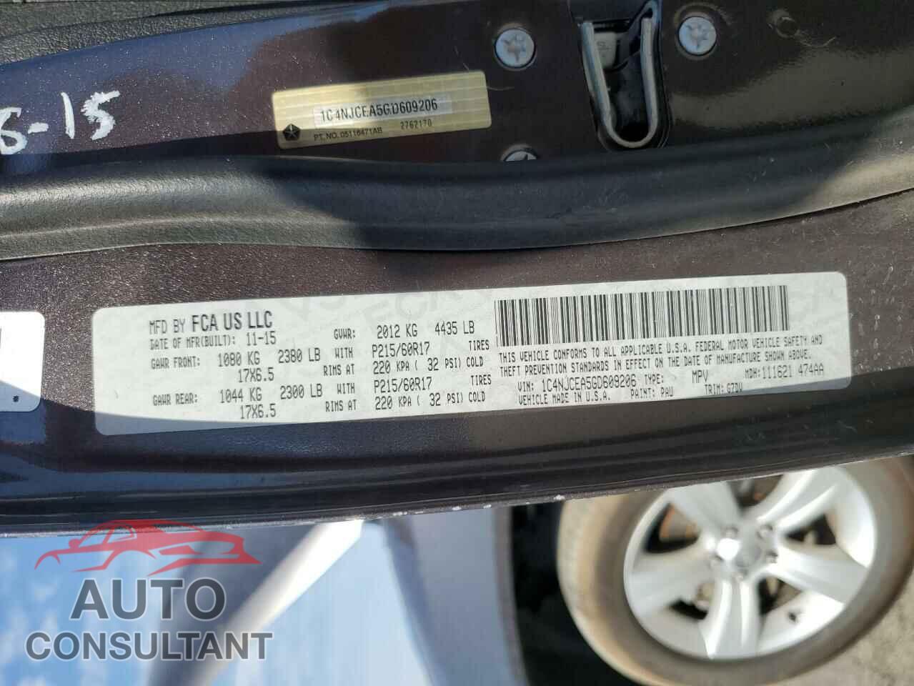 JEEP COMPASS 2016 - 1C4NJCEA5GD609206