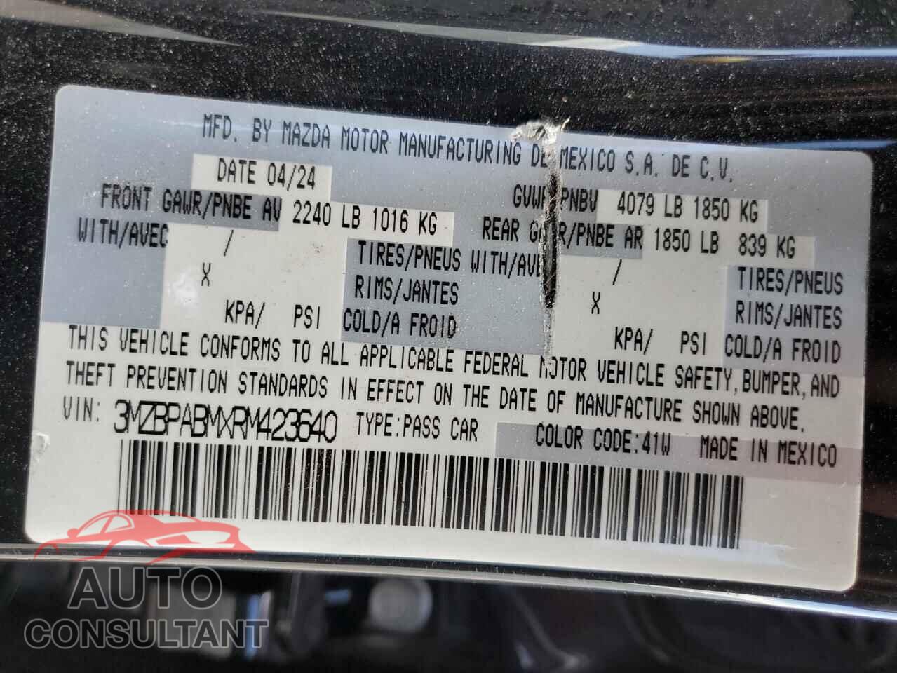 MAZDA 3 SELECT S 2024 - 3MZBPABMXRM423640