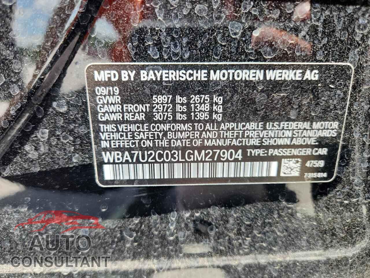 BMW 7 SERIES 2020 - WBA7U2C03LGM27904