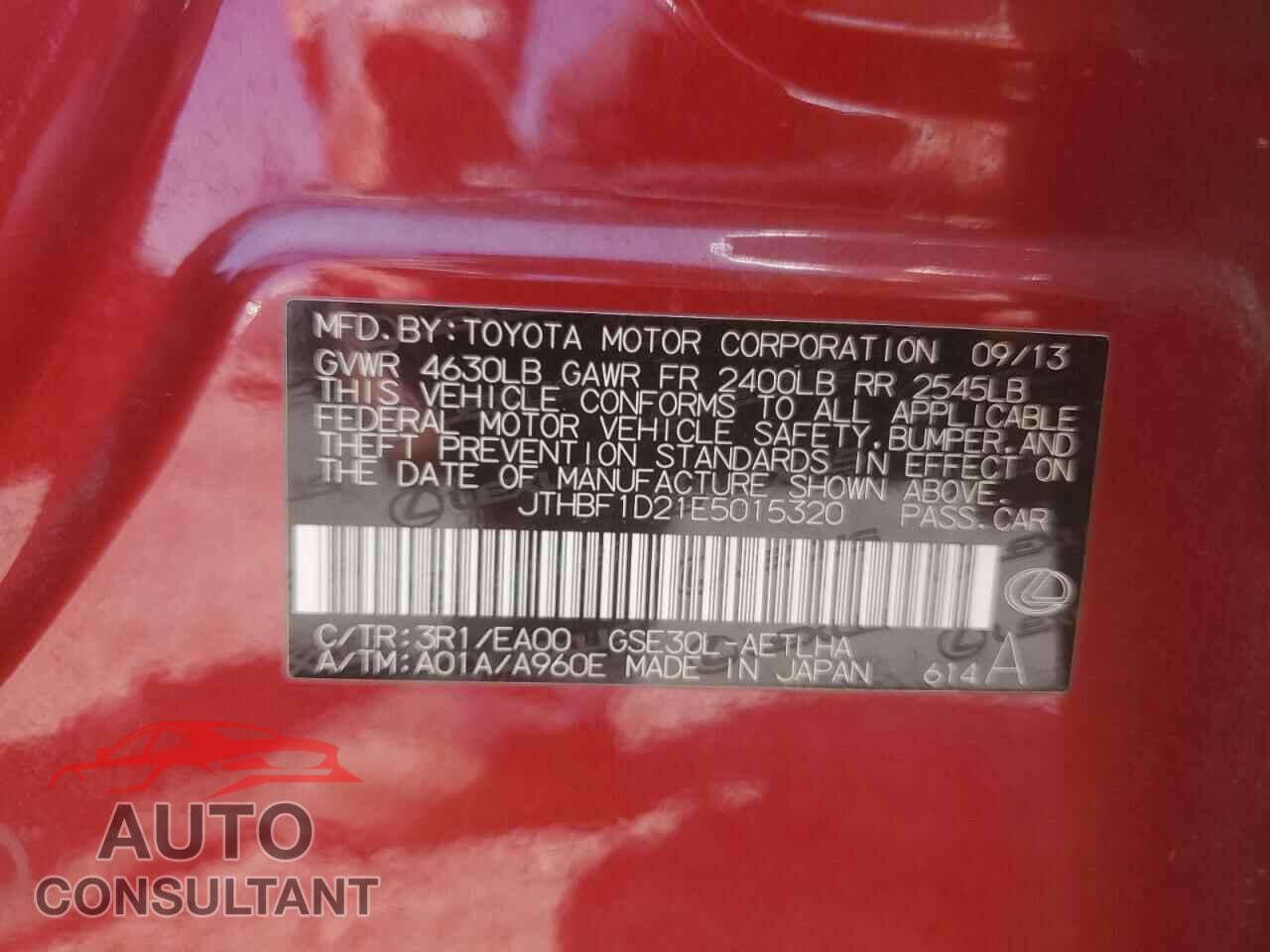 LEXUS IS 2014 - JTHBF1D21E5015320