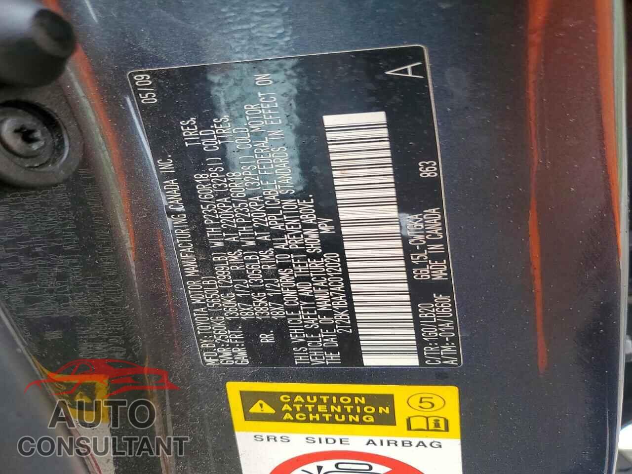 LEXUS RX350 2010 - 2T2BK1BA7AC012020