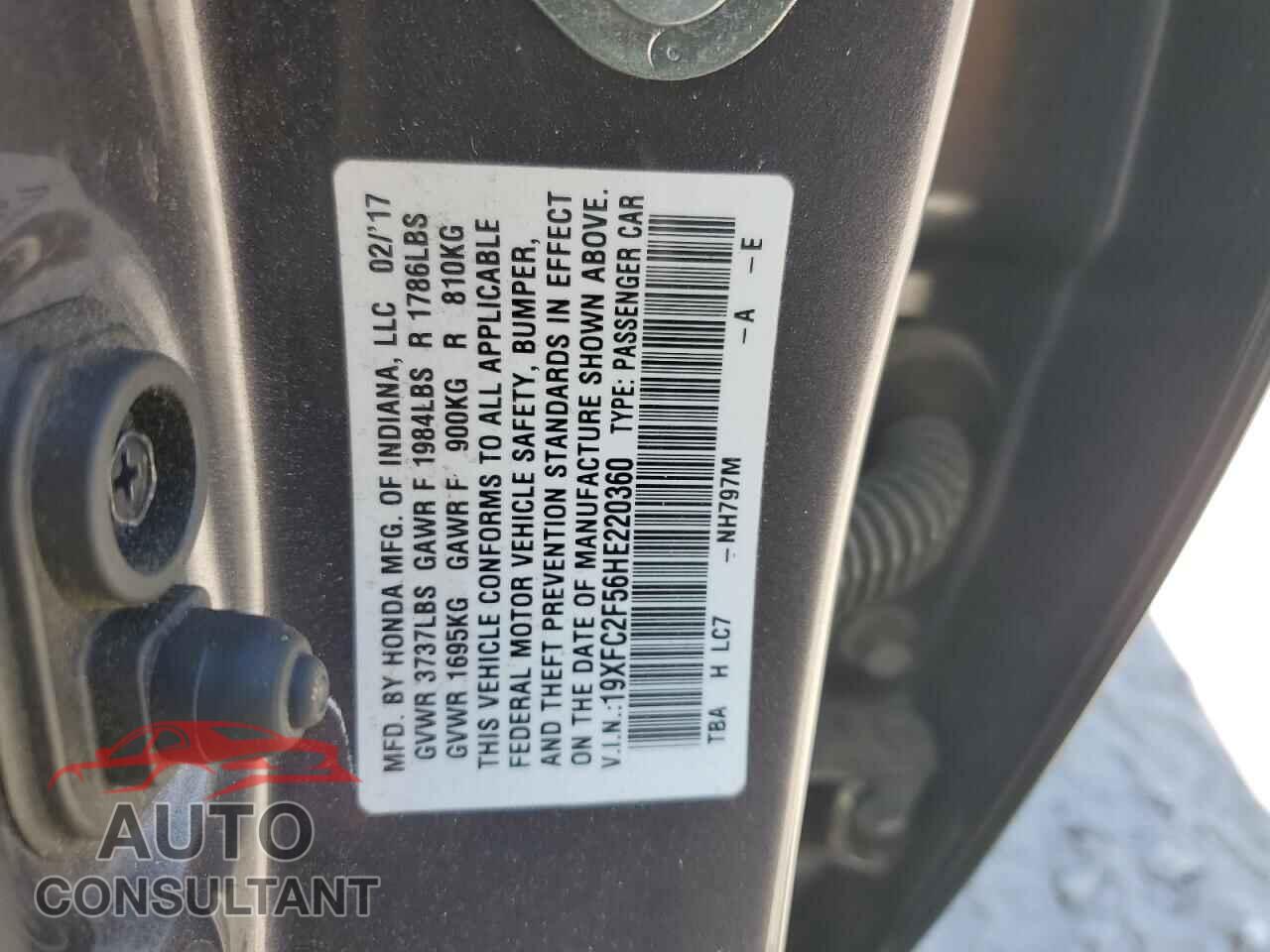 HONDA CIVIC 2017 - 19XFC2F56HE220360