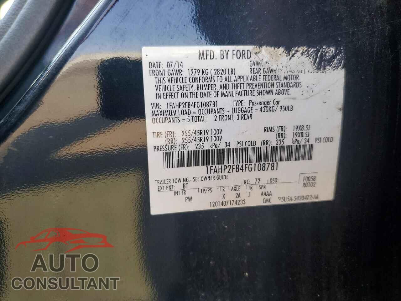 FORD TAURUS 2015 - 1FAHP2F84FG108781