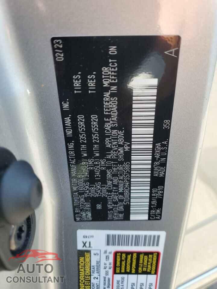 TOYOTA HIGHLANDER 2023 - 5TDXBRCH4PS575885
