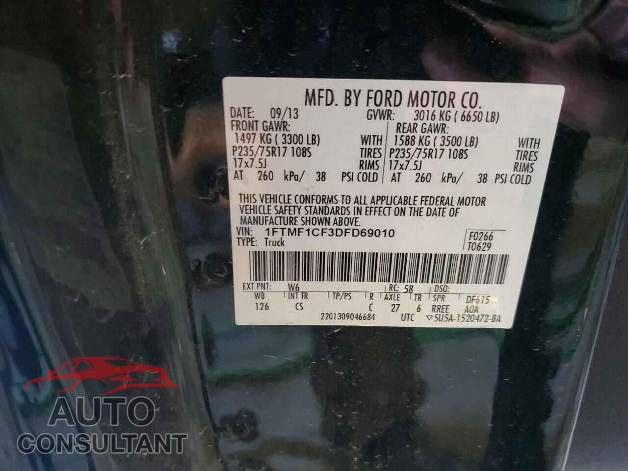 FORD F150 2013 - 1FTMF1CF3DFD69010