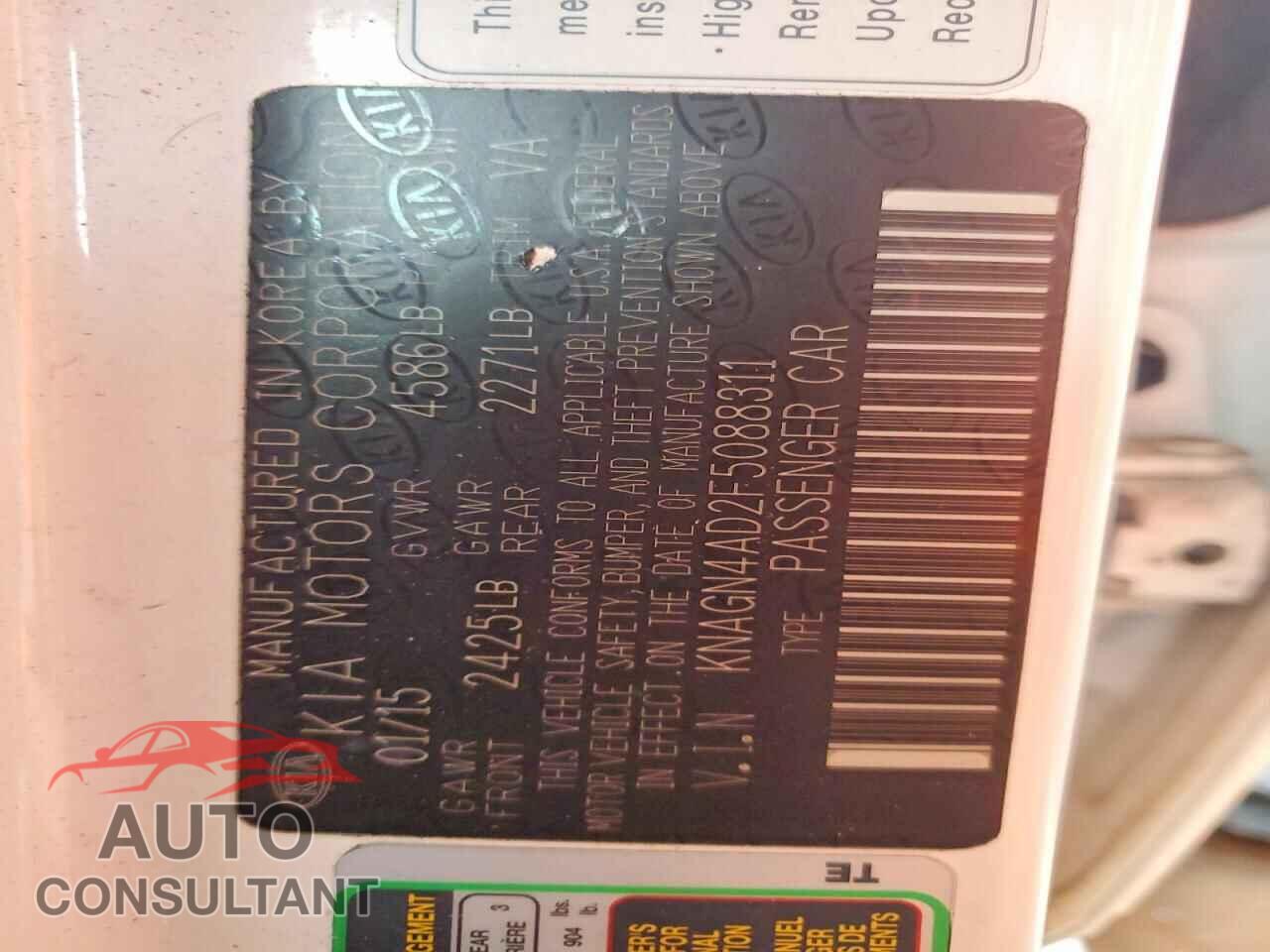 KIA OPTIMA 2015 - KNAGN4AD2F5088311