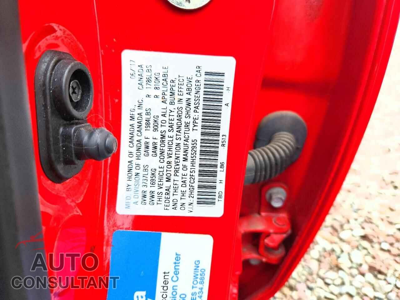 HONDA CIVIC 2017 - 2HGFC2F51HH552955