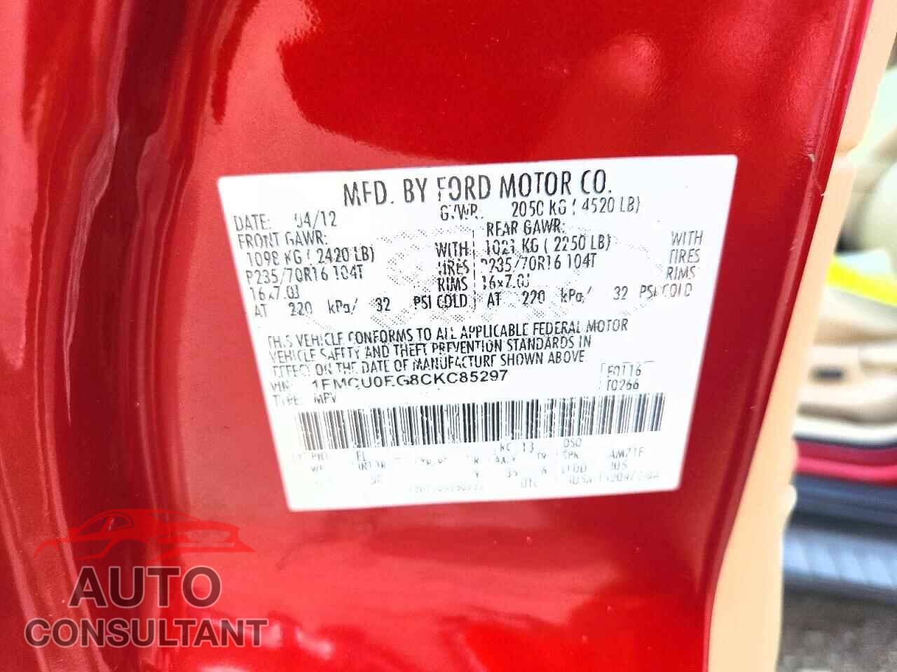 FORD ESCAPE 2012 - 1FMCU0EG8CKC85297