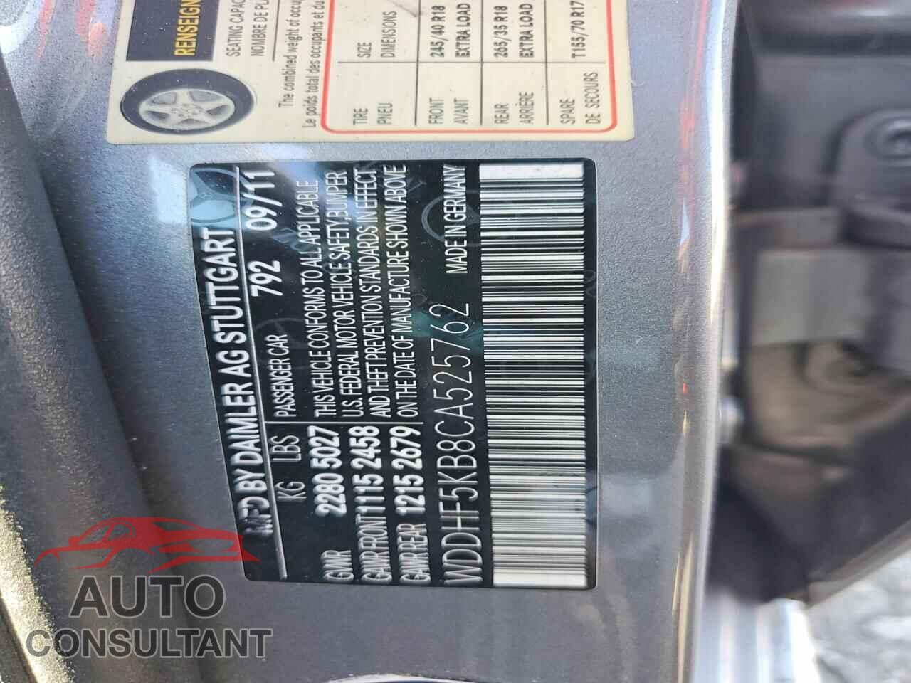MERCEDES-BENZ E-CLASS 2012 - WDDHF5KB8CA525762