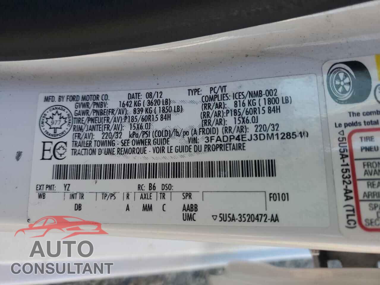 FORD FIESTA 2013 - 3FADP4EJ3DM128540