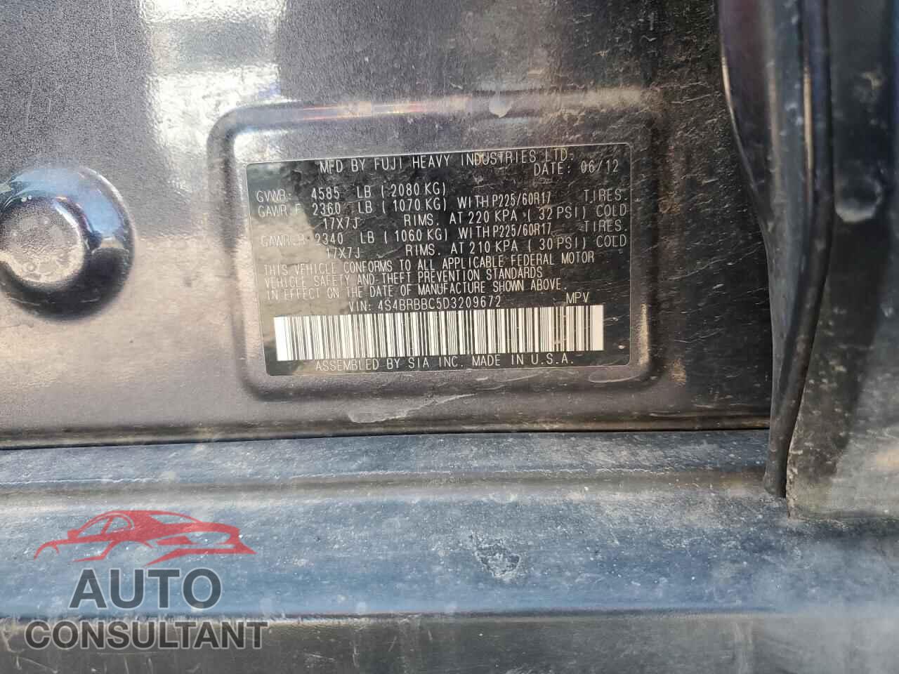 SUBARU OUTBACK 2013 - 4S4BRBBC5D3209672