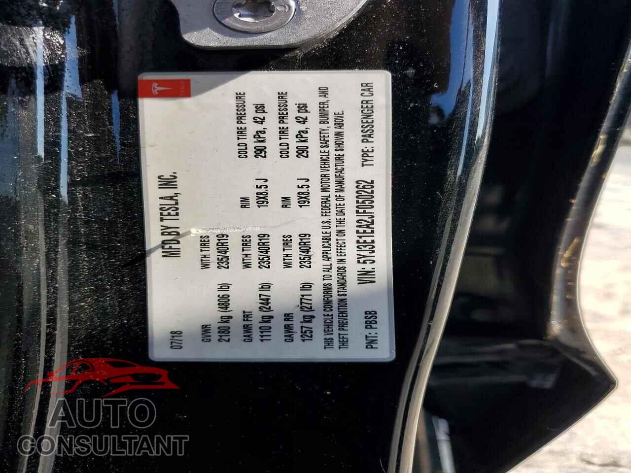 TESLA MODEL 3 2018 - 5YJ3E1EA2JF050262