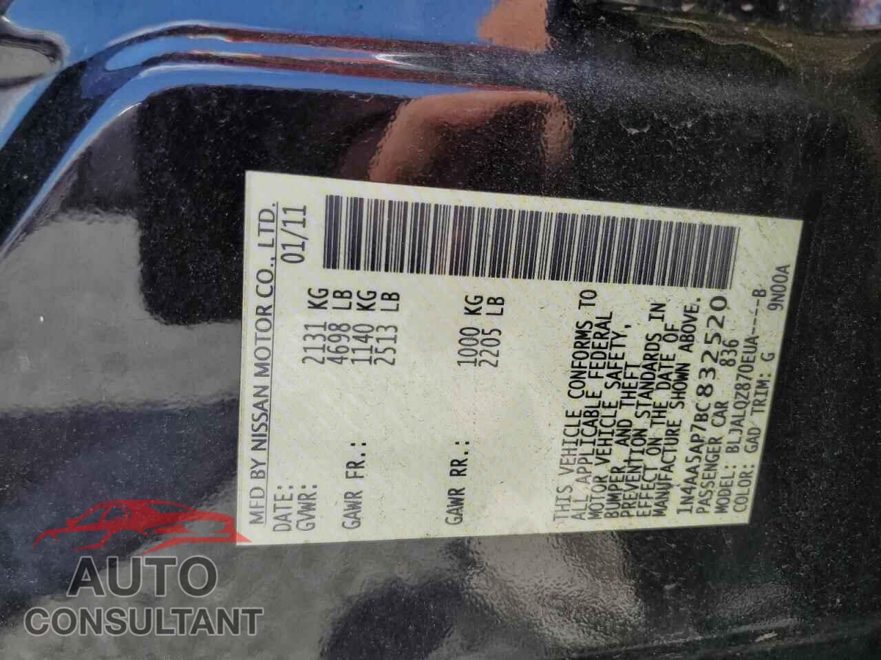 NISSAN MAXIMA 2011 - 1N4AA5AP7BC832520