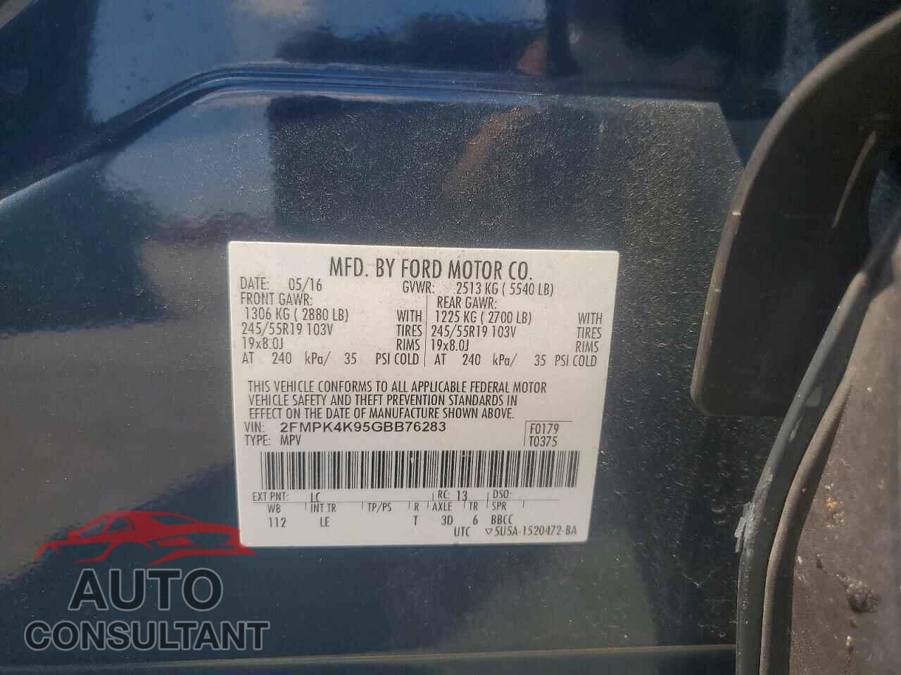 FORD EDGE 2016 - 2FMPK4K95GBB76283