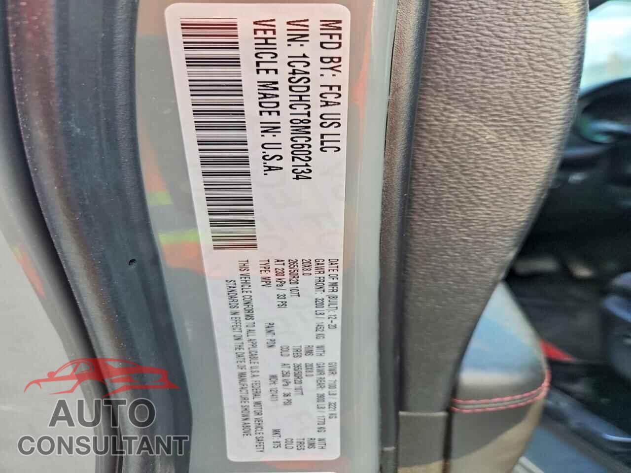 DODGE DURANGO 2021 - 1C4SDHCT8MC602134
