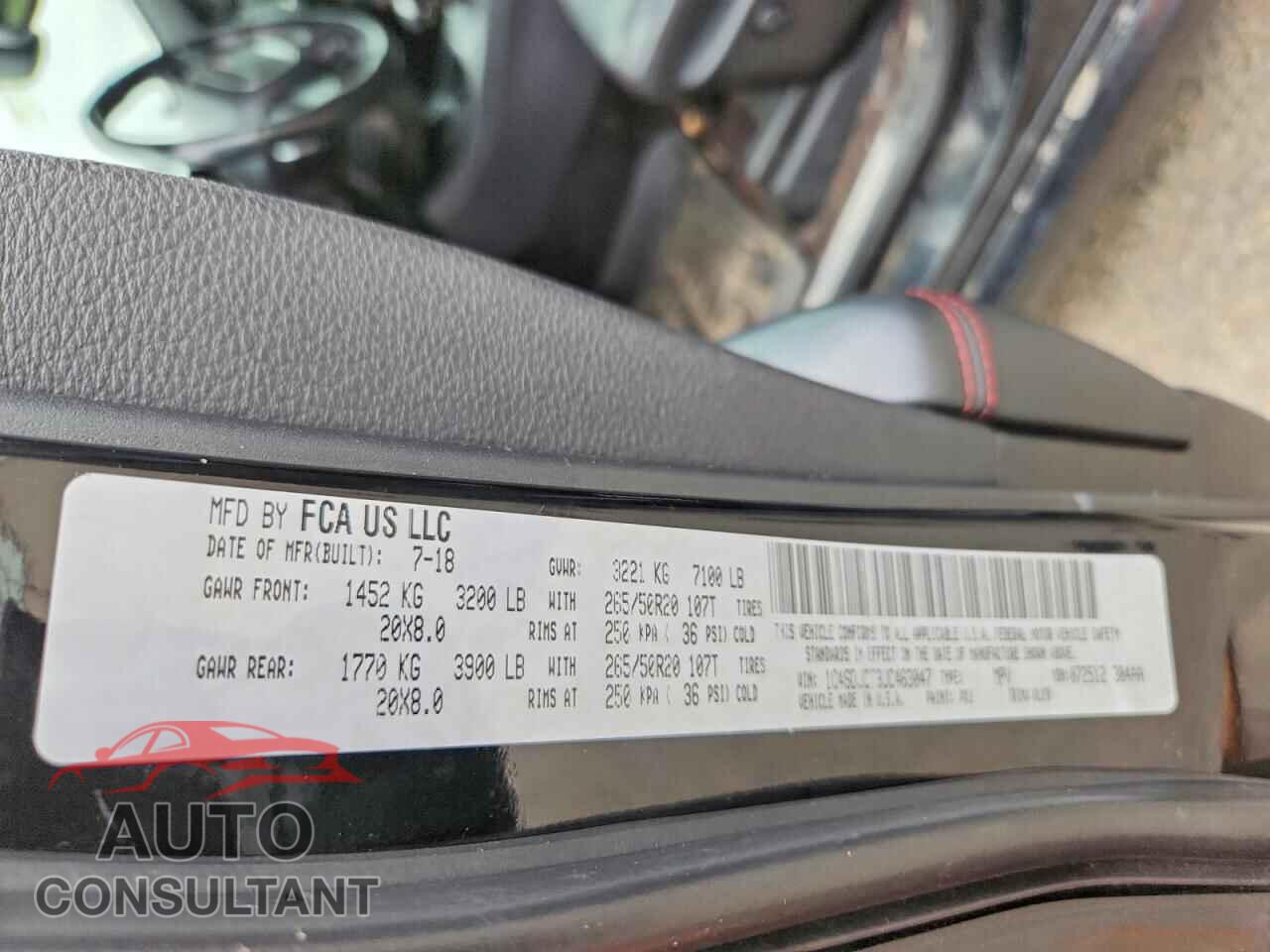 DODGE DURANGO 2018 - 1C4SDJCT3JC463047