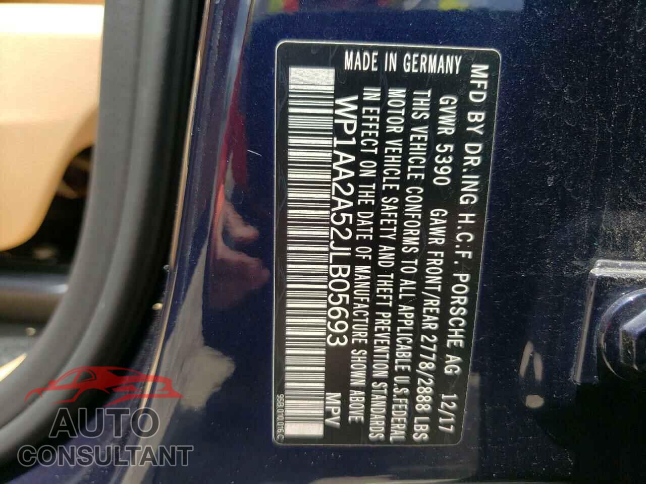 PORSCHE MACAN 2018 - WP1AA2A52JLB05693