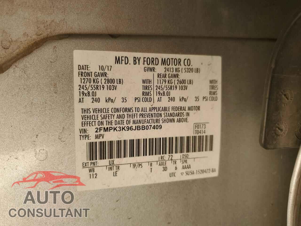 FORD EDGE 2018 - 2FMPK3K96JBB07409