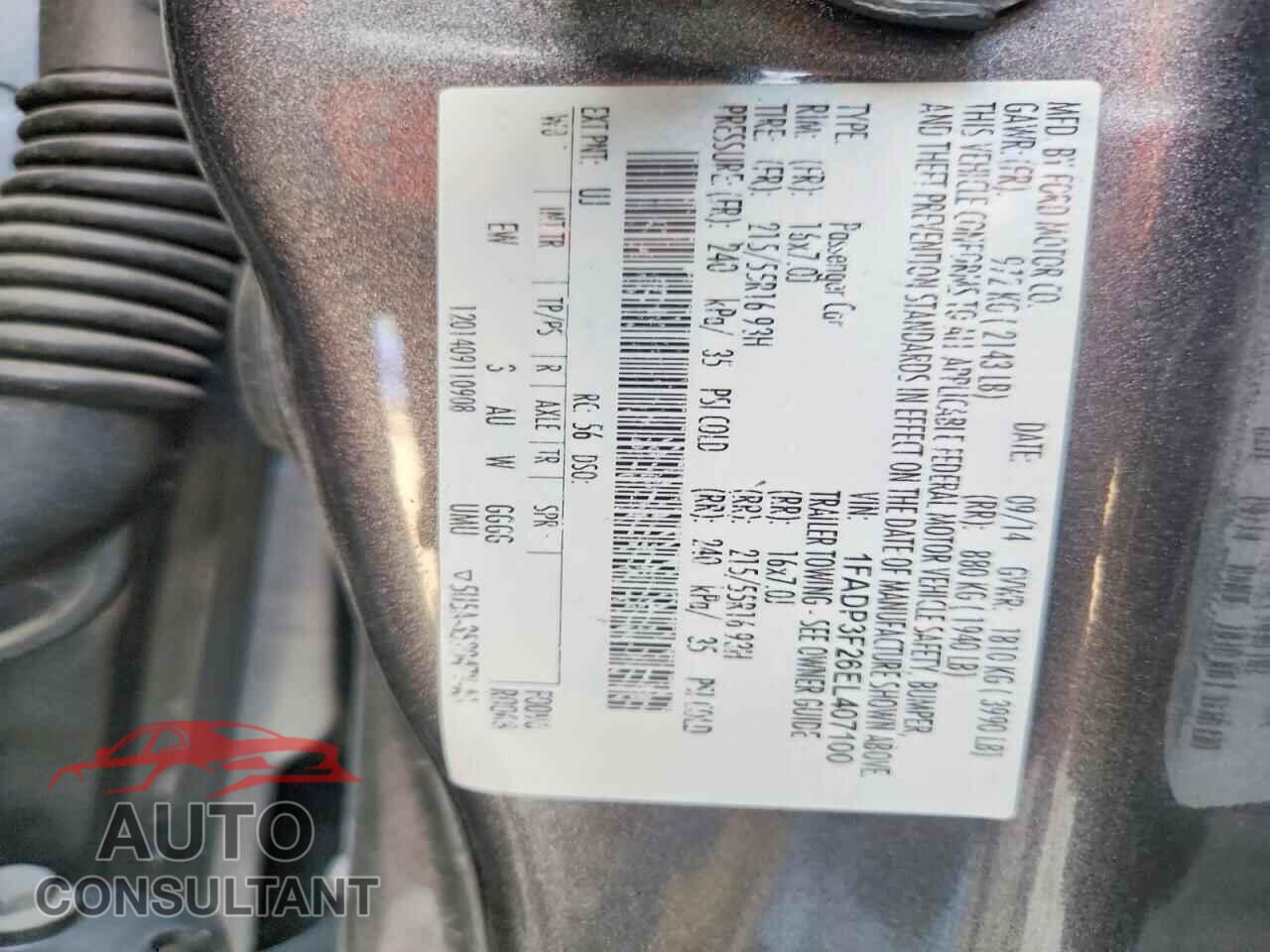 FORD FOCUS 2014 - 1FADP3F26EL407100