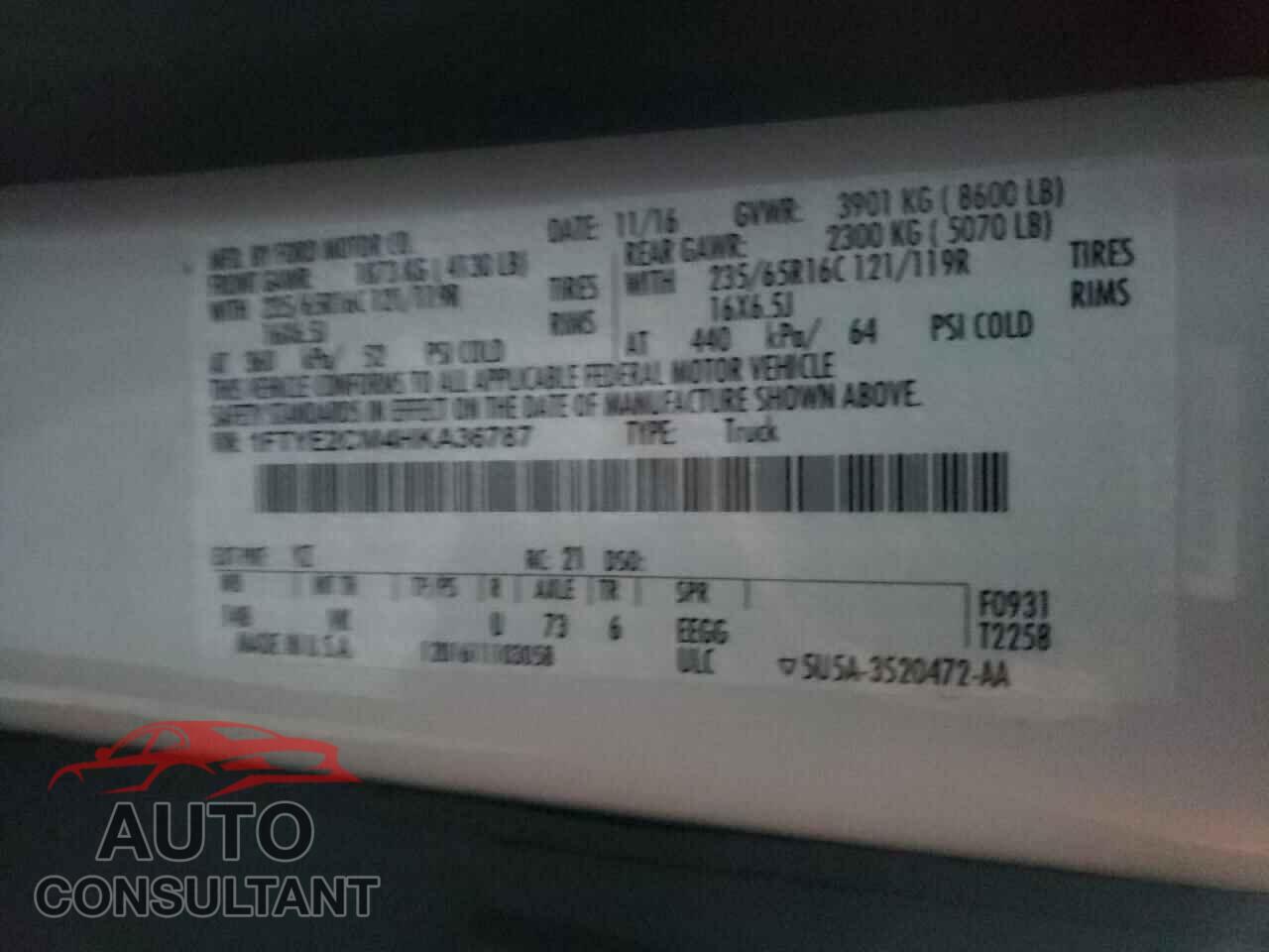 FORD TRANSIT CO 2017 - 1FTYE2CM4HKA36787