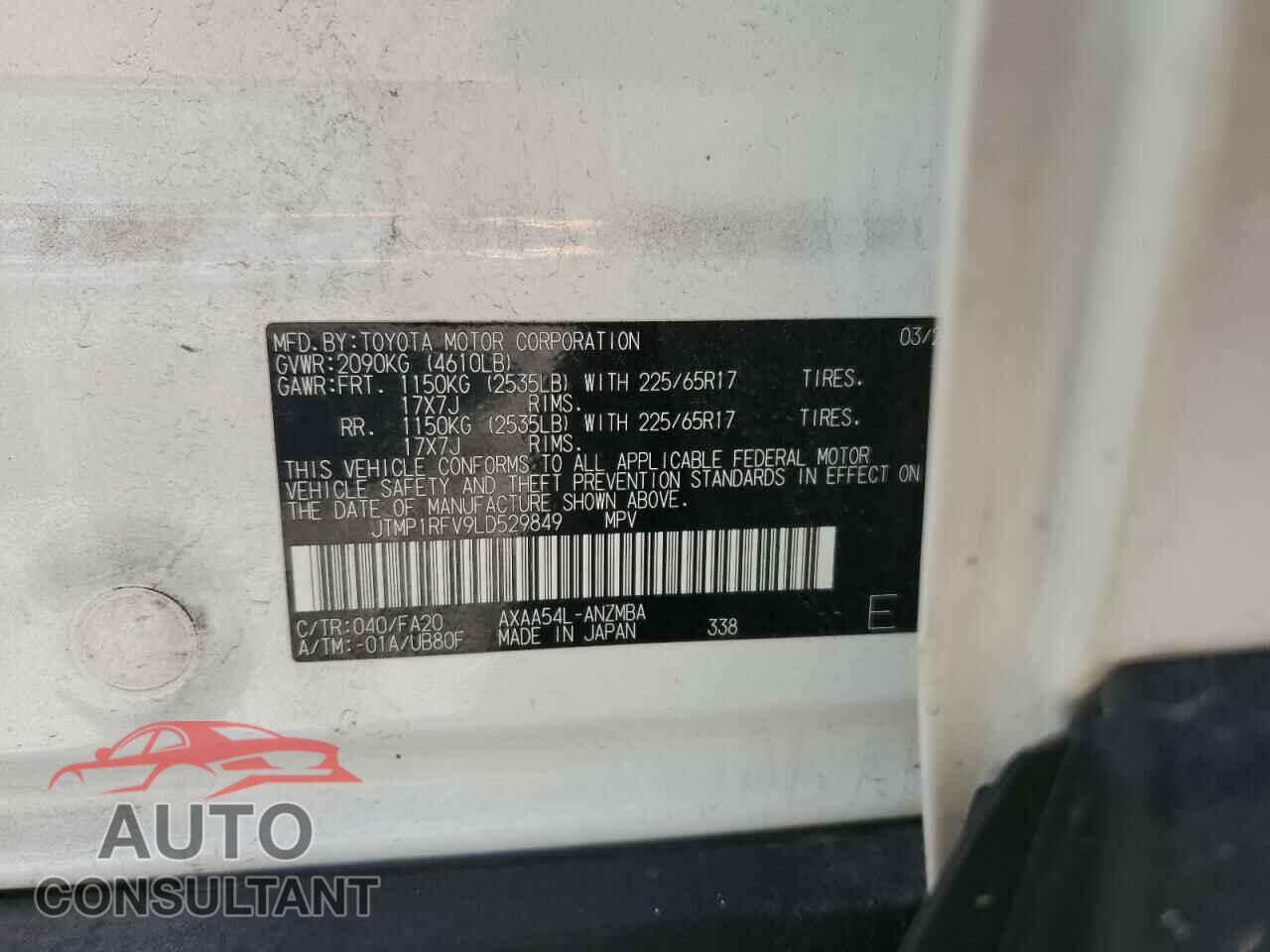 TOYOTA RAV4 2020 - JTMP1RFV9LD529849