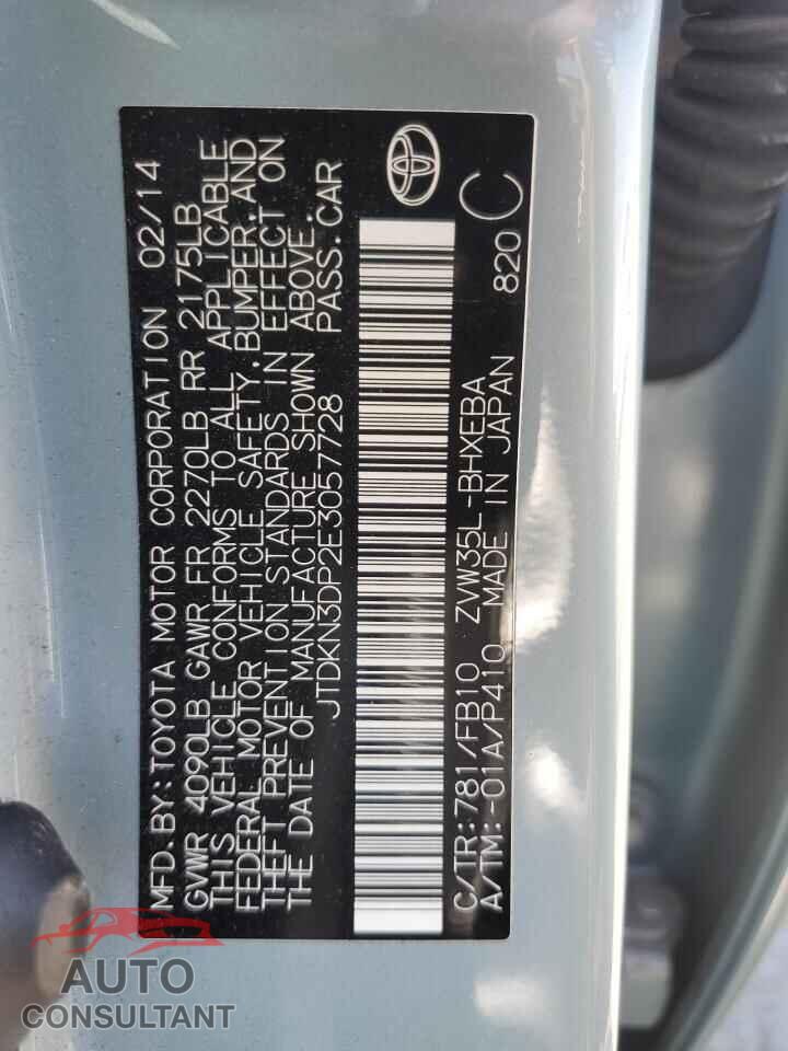 TOYOTA PRIUS 2014 - JTDKN3DP2E3057728