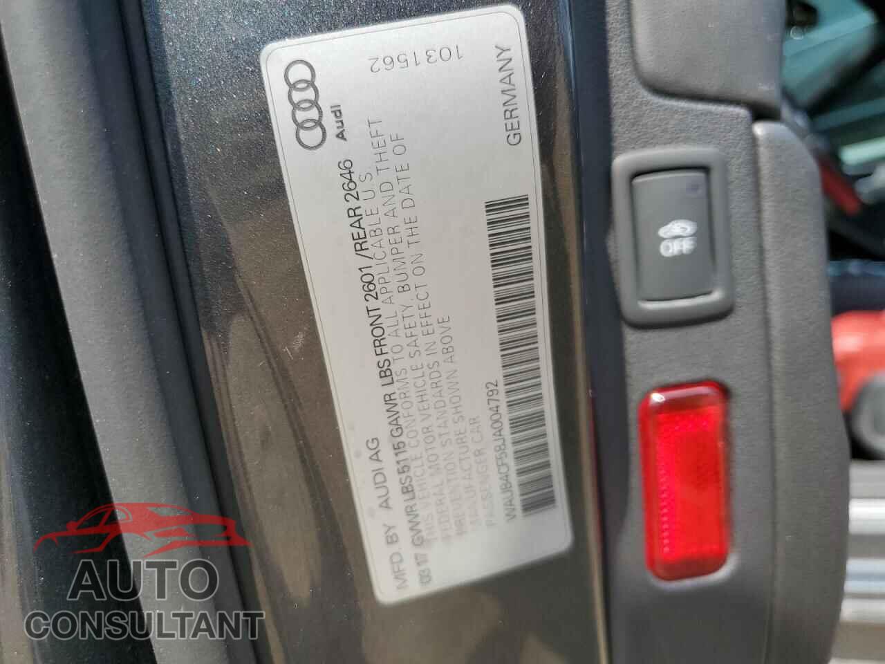 AUDI S5/RS5 2018 - WAUB4CF58JA004792