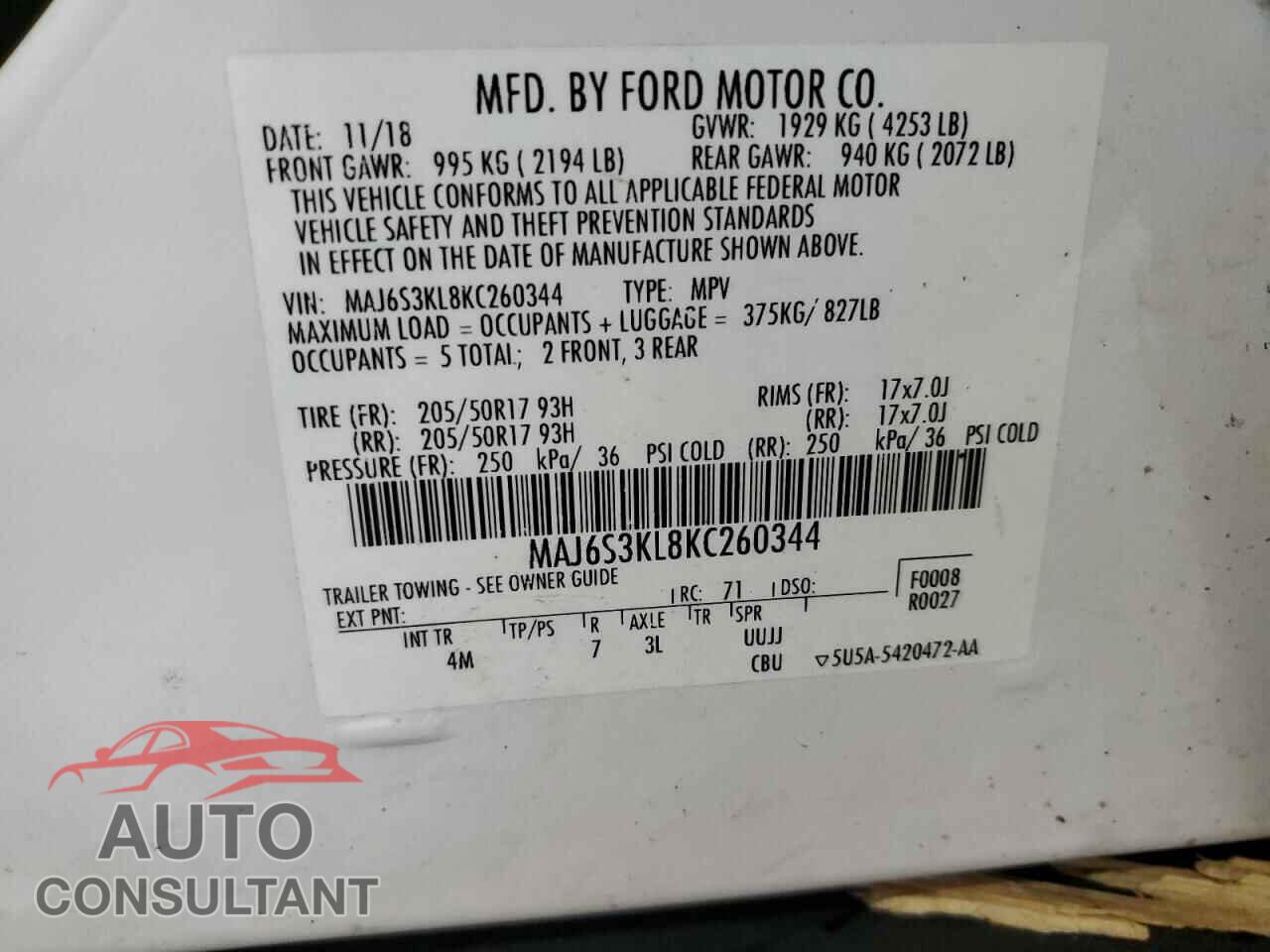 FORD ECOSPORT 2019 - MAJ6S3KL8KC260344