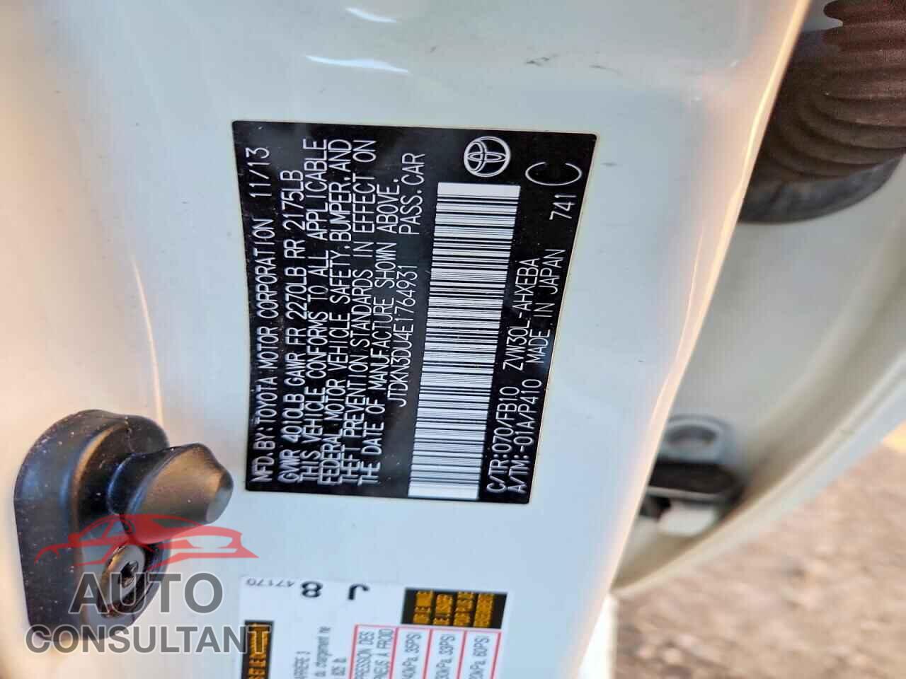 TOYOTA PRIUS 2014 - JTDKN3DU4E1764931