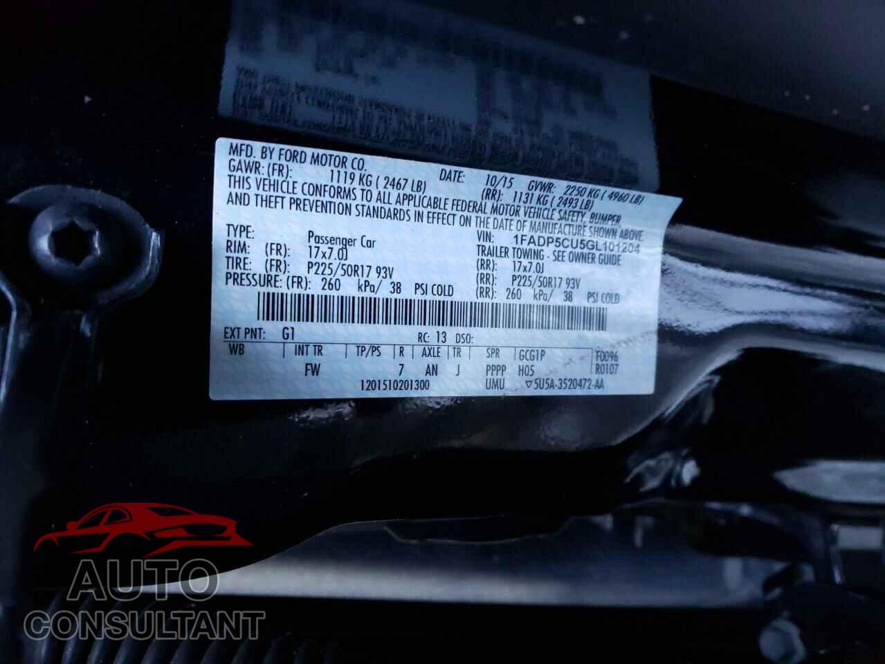 FORD CMAX 2016 - 1FADP5CU5GL101204