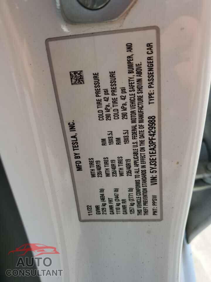 TESLA MODEL 3 2023 - 5YJ3E1EA3PF429988