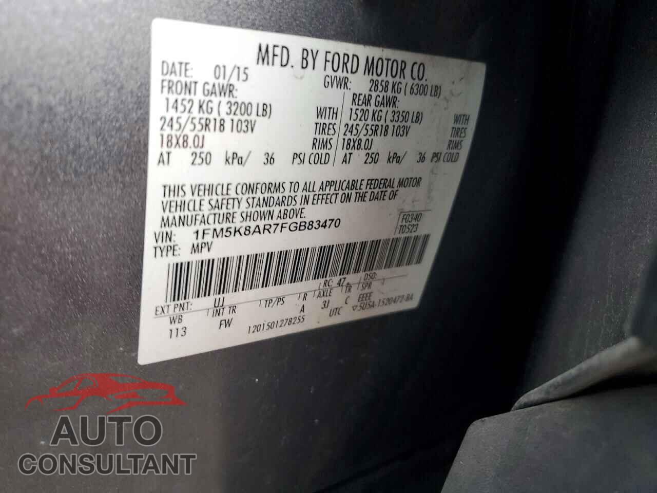 FORD EXPLORER 2015 - 1FM5K8AR7FGB83470