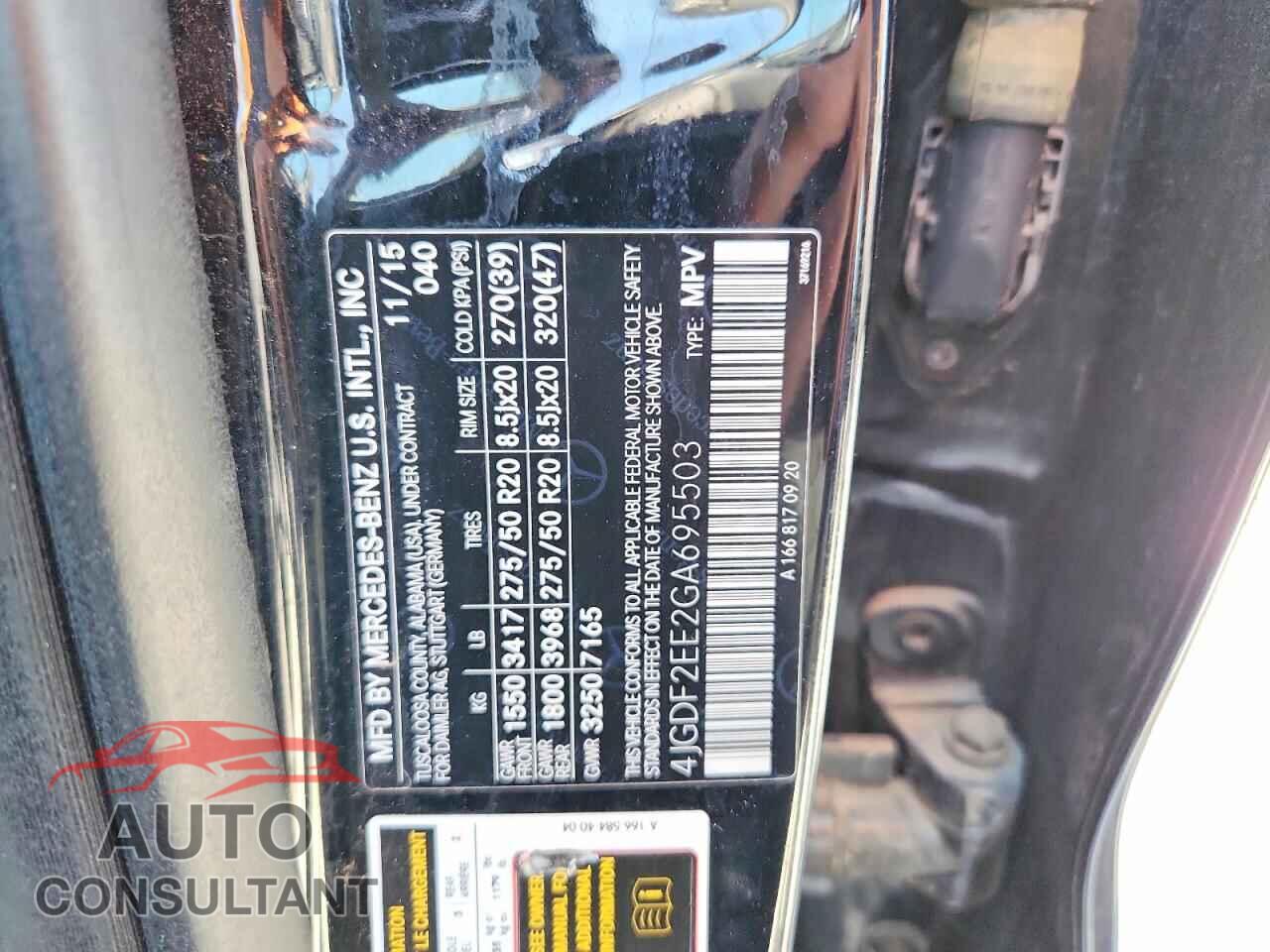 MERCEDES-BENZ GL-CLASS 2016 - 4JGDF2EE2GA695503