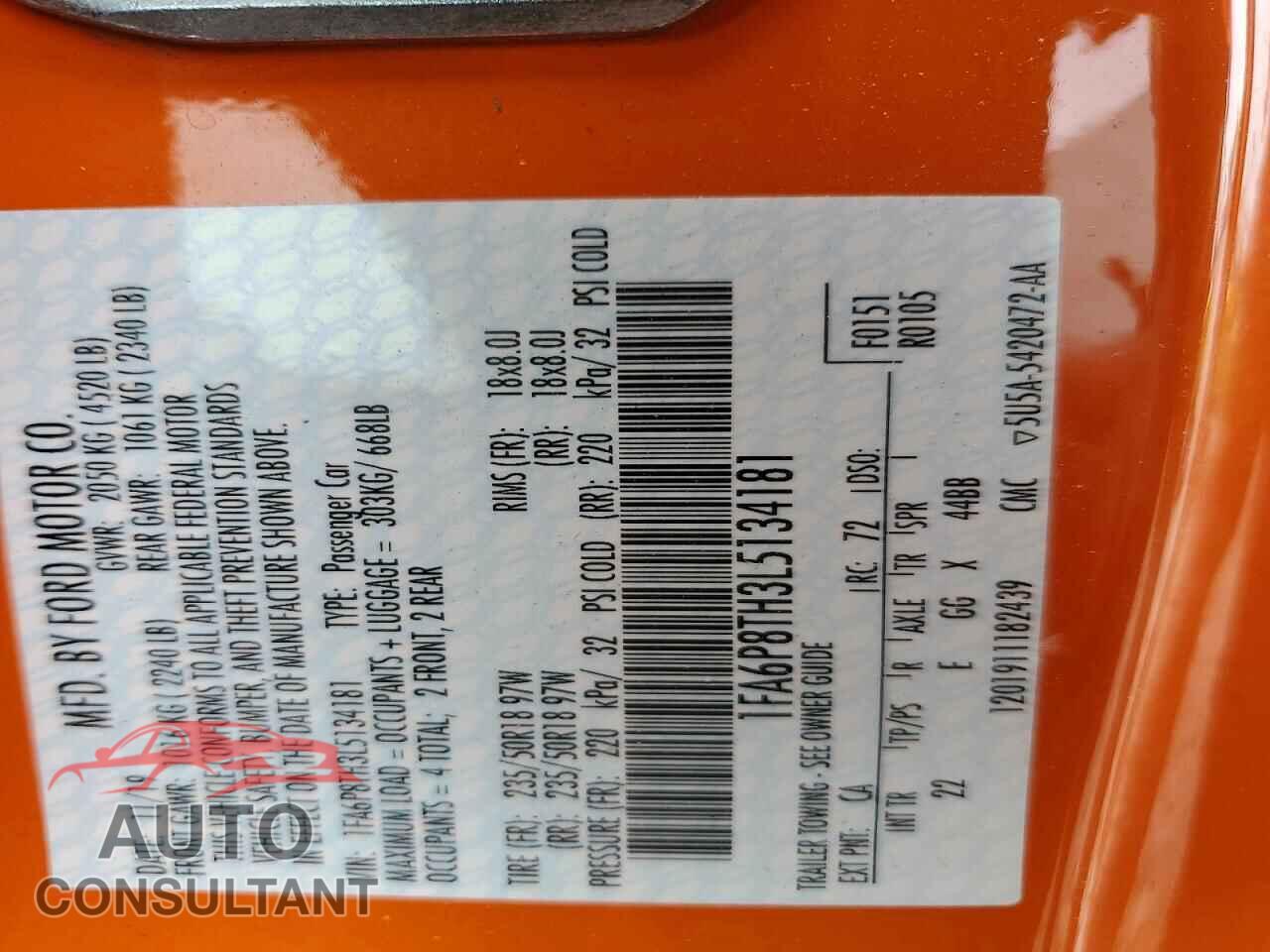 FORD MUSTANG 2020 - 1FA6P8TH3L5134181