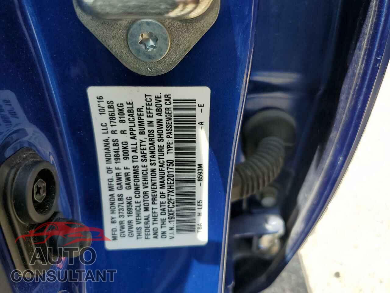 HONDA CIVIC 2017 - 19XFC2F7XHE201750