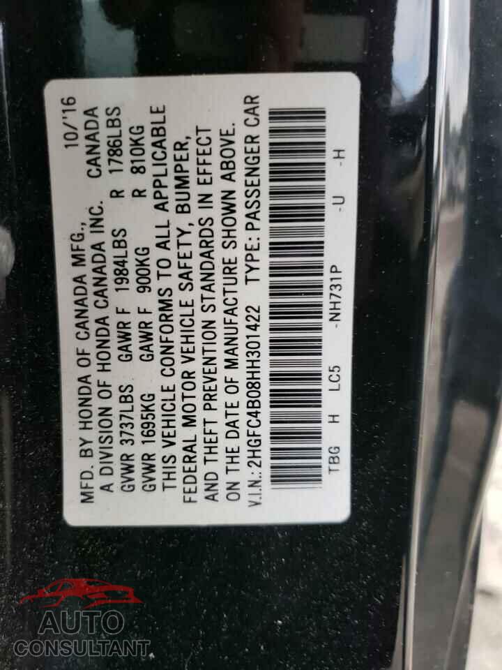 HONDA CIVIC 2017 - 2HGFC4B08HH301422