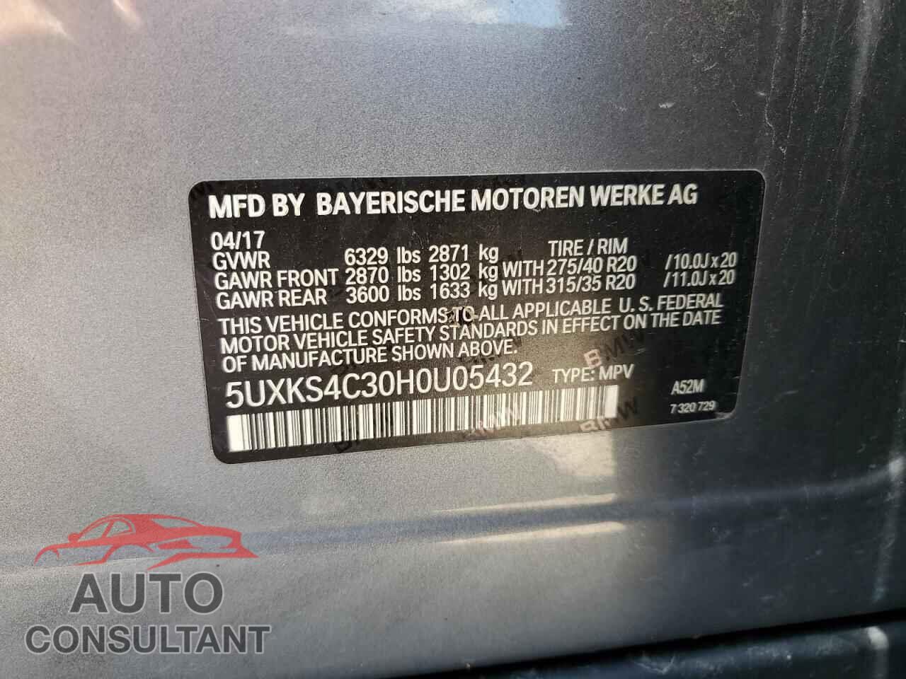 BMW X5 2017 - 5UXKS4C30H0U05432