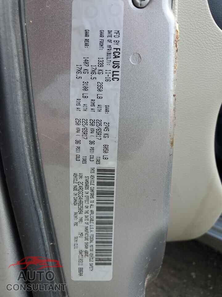 DODGE CARAVAN 2017 - 2C4RDGCG4HR625094