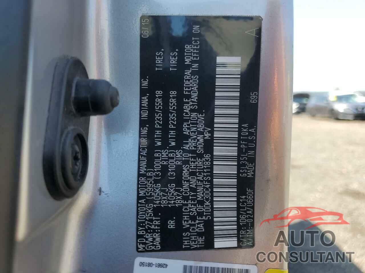 TOYOTA All Models 2015 - 5TDDK3DC4FS111836