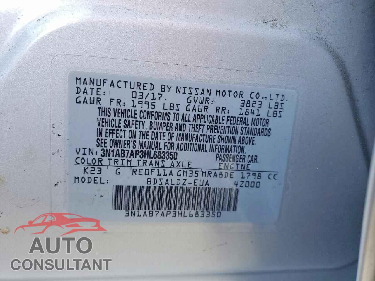 NISSAN SENTRA 2017 - 3N1AB7AP3HL683350