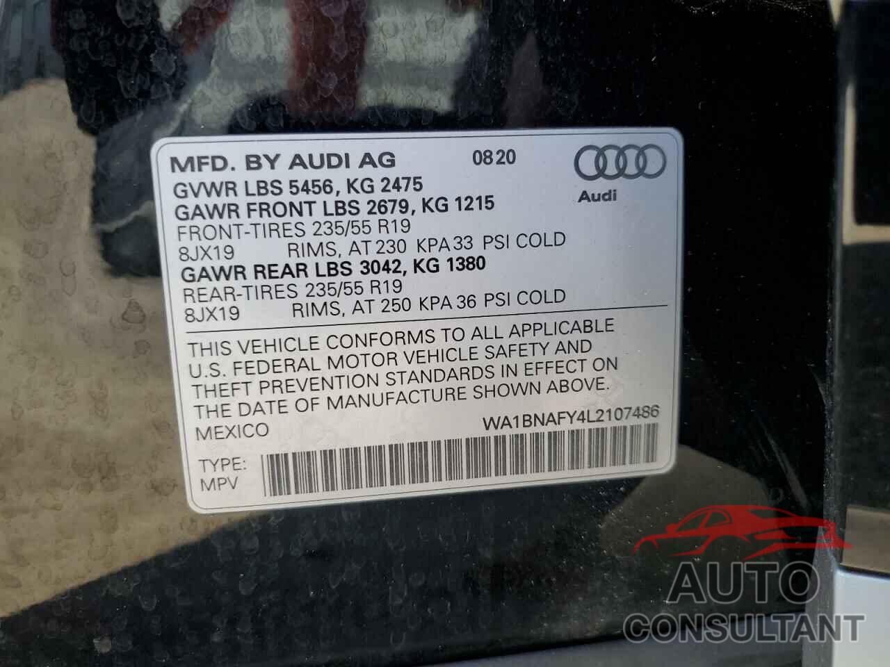 AUDI Q5 2020 - WA1BNAFY4L2107486
