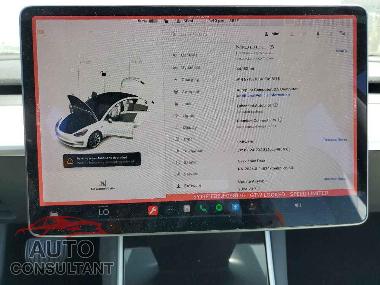 TESLA MODEL 3 2018 - 5YJ3E1EB6JF098176