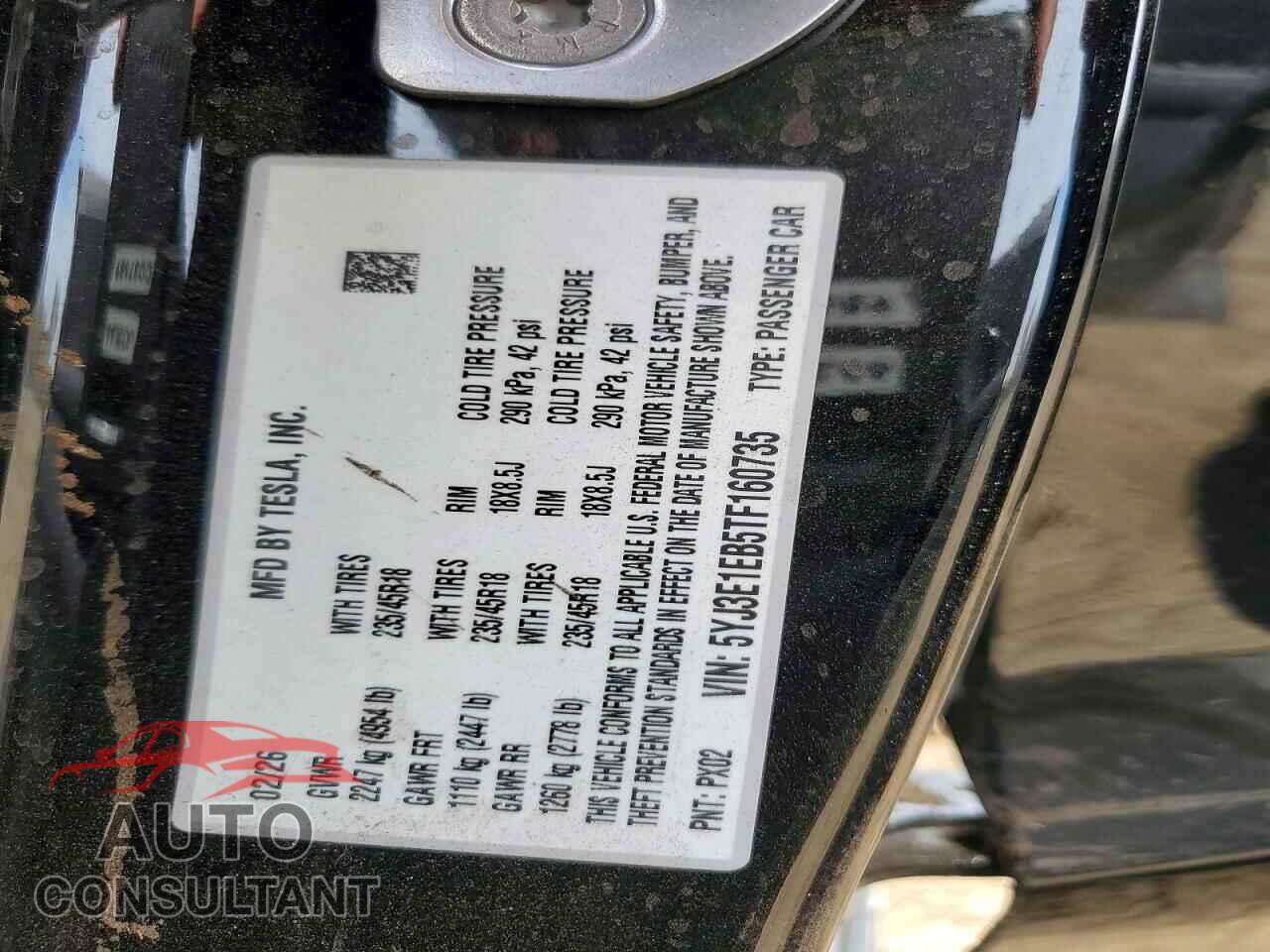 TESLA MODEL 3 2026 - 5YJ3E1EB5TF160735