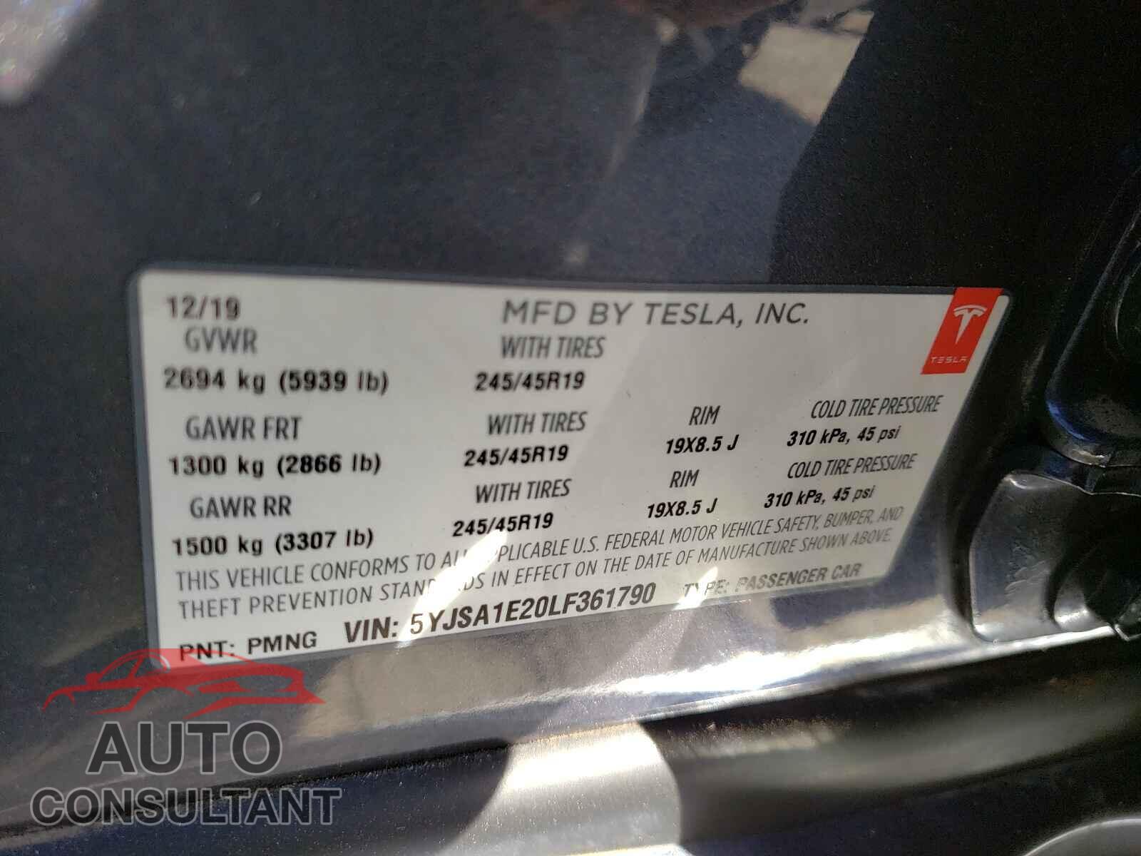 TESLA MODEL S 2020 - 5YJSA1E20LF361790