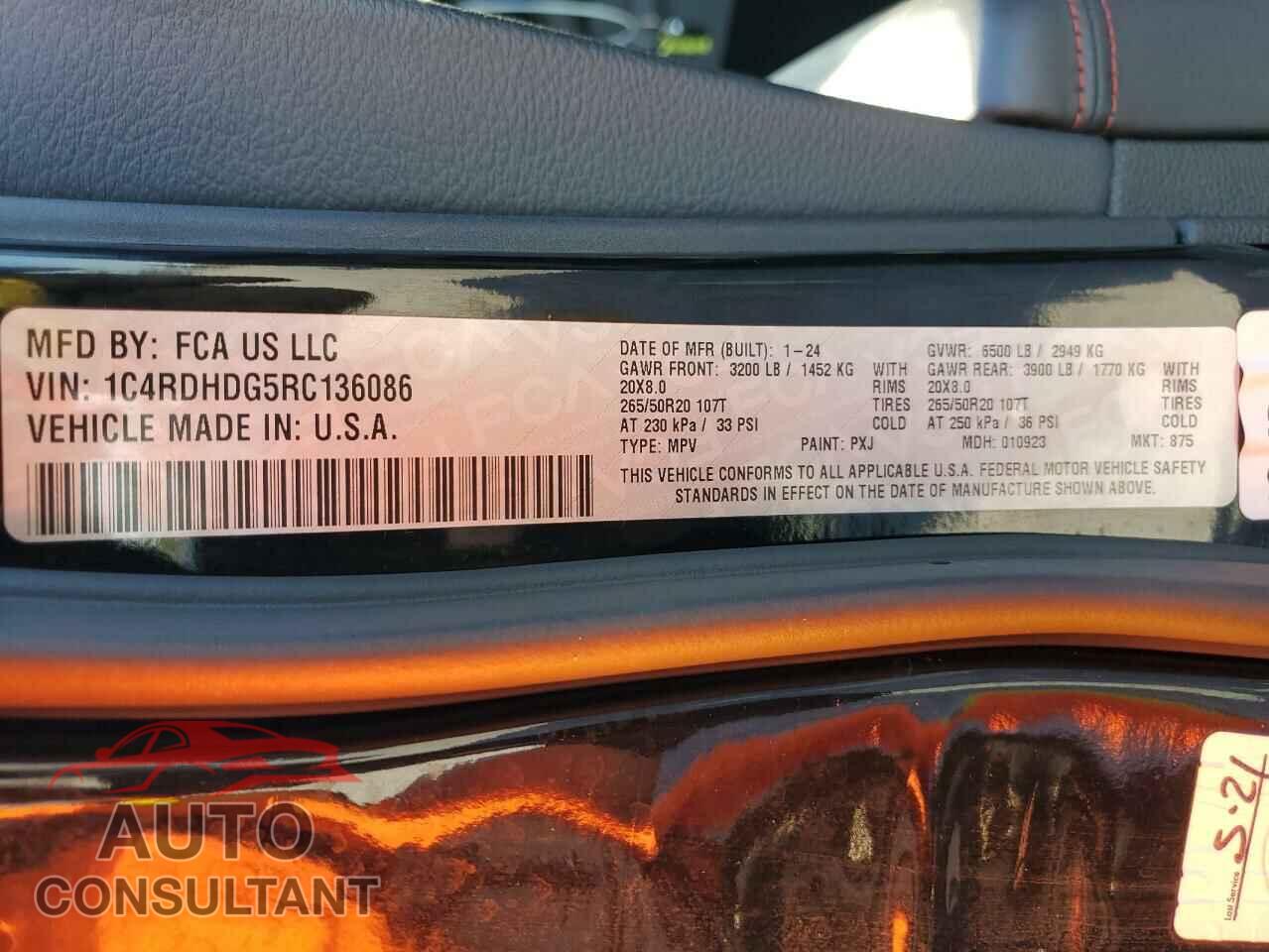 DODGE DURANGO 2024 - 1C4RDHDG5RC136086