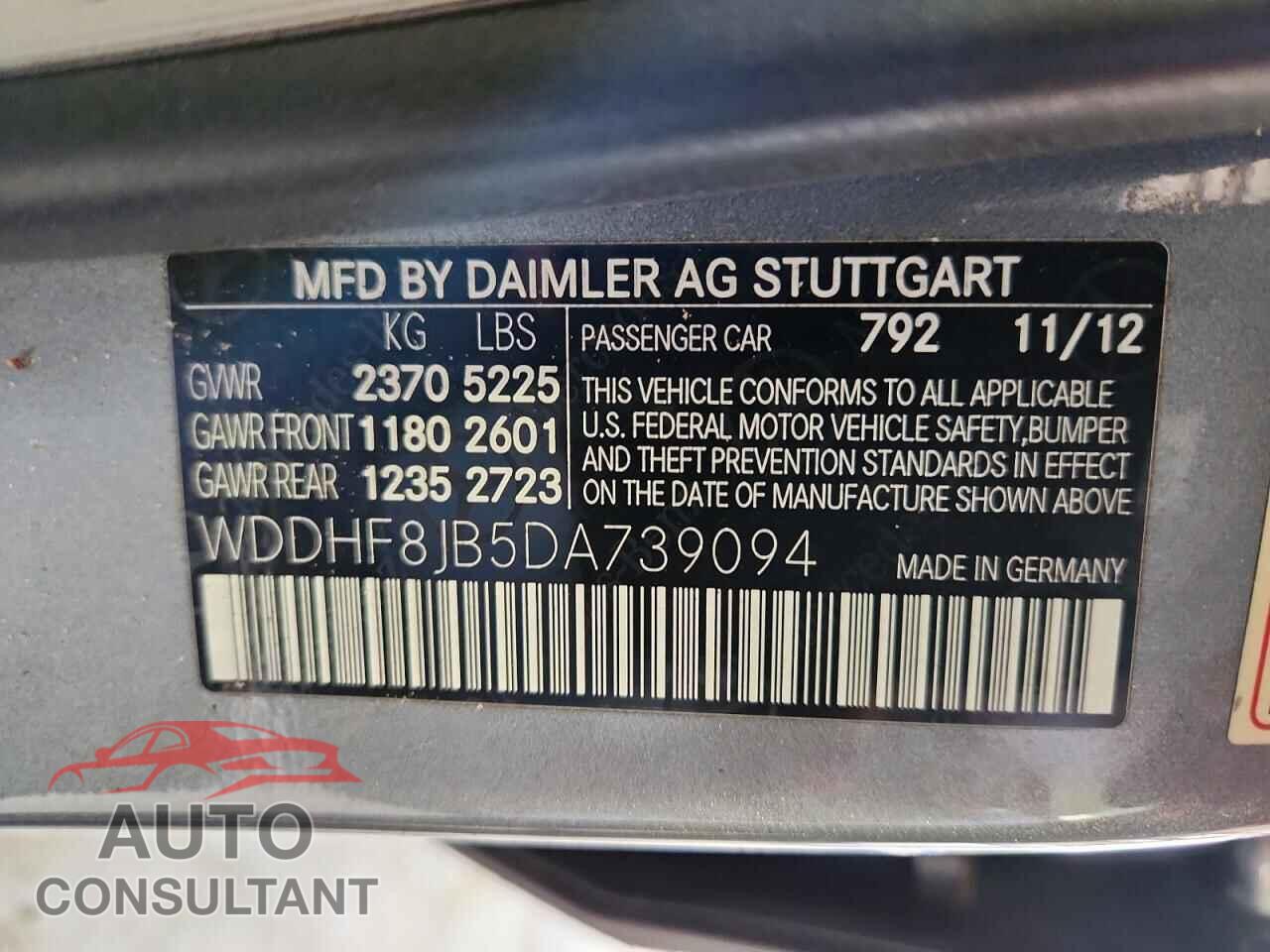 MERCEDES-BENZ E-CLASS 2013 - WDDHF8JB5DA739094