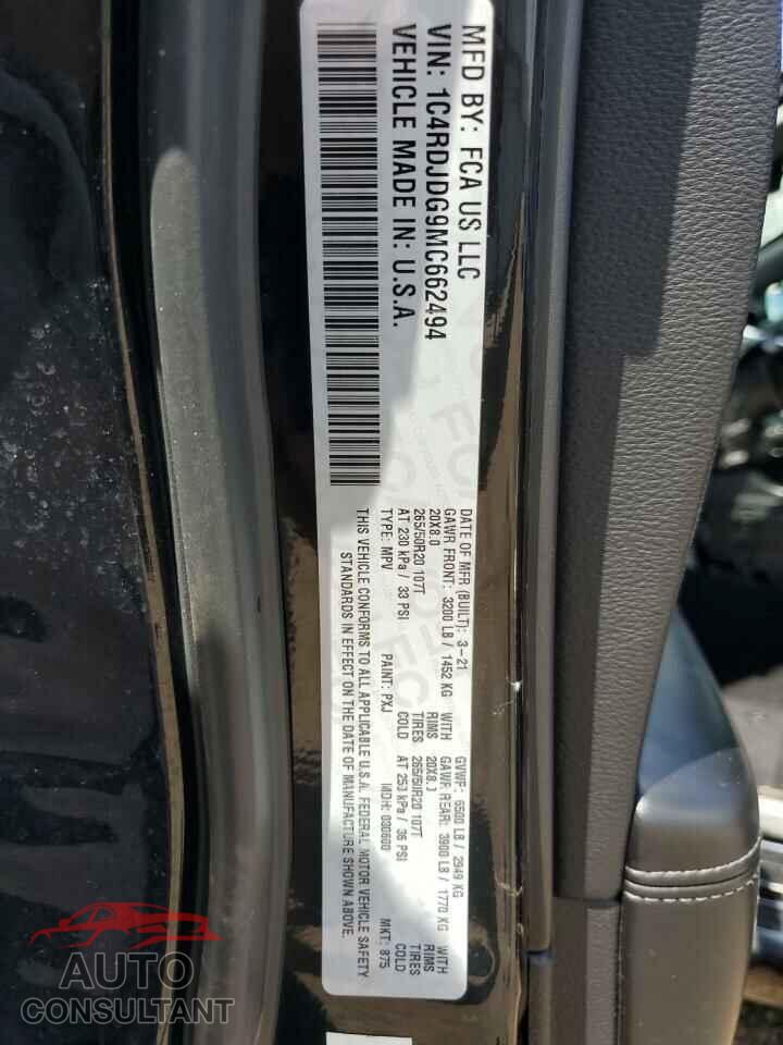 DODGE DURANGO 2021 - 1C4RDJDG9MC662494