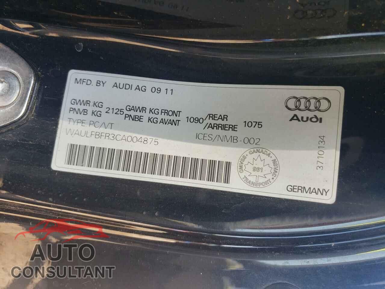 AUDI A5 2012 - WAULFBFR3CA004875